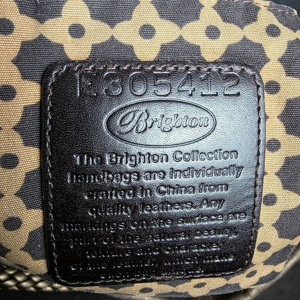 Vintage Brighton Bronze Metallic Leather‎ Hobo Large Bag Braided Strap Shoulder